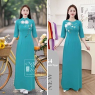 Turquoise Ao Dai, Luxurious Floral Ao Dai, Party Ao Dai, Photography Ao Dai, Middle-Aged Ao Dai, Ao 