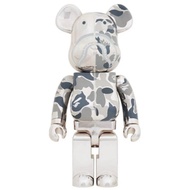 MEDICOM TOY BE@RBRICK BAPE CAMO SHARK SILVER 1000%