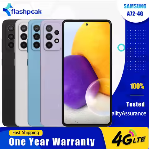 Original Samsung Galaxy A72 A725F/DS 4G Mobile Phone NFC Dual SIM 6.7'' 6GB+128GB 64MP+32MP Snapdrag