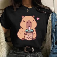 Funny 90s Capybara Tshirt Women T-Shirt Capibara Cartoons Clothes Girl Capybaras T Shirt Female Casu