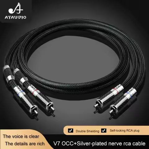 1 Pair HiFi Stereo ATAUDIO RCA Cable Stereo OCC Hi-Fi Audio Cable 2RCA to 2RCA Interconnect Cable