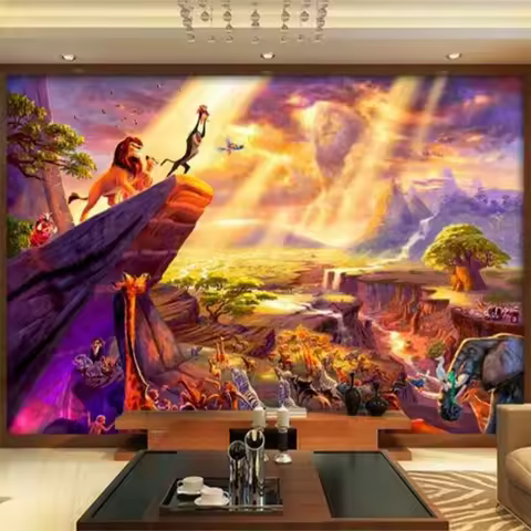 beibehang 3d room wallpaper custom mural non-woven Fairy tale the lion king painting photo Living ro