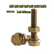 [FG-XSP1] M3m4m5m6m8m10m12  Hex Bolt and Nut  Full Thread Skru Screw Bolt copper Screw