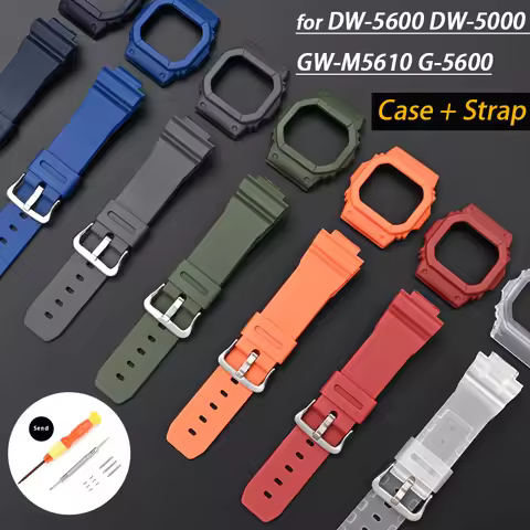 Replacement Case Strap for Casio G-SHOCK DW-5600 GW-M5610 G-5600 GWB-5600 Matte Resin Rubber Bumper