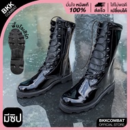 คอมแบทรหัส BK999S มีซิป หนังขัดมันพรีเมี่ยม ลิ้นปิด สูง11นิ้ว พื้นโรเสิร์ท แนะ
