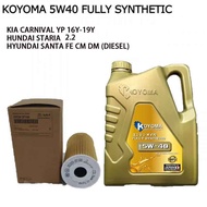 KIA CARNIVAL YP 16y-19y , HYUNDAI STARIA 2.2 , SANTA FE CM DM  OIL FILTER+ KOYOMA 5W40 FULLY SYNTHET