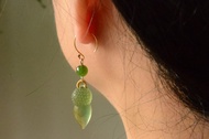 【小橡果】天然岫玉天青凍橡果耳環