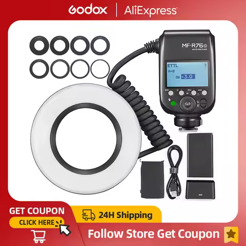Godox MF-R76C MF-R76N MF-R76S TTL HSS 2.4G Wireless Macro LED Ring Light Speedlite Flash Light for C