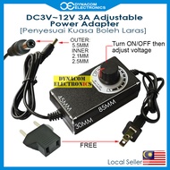 DC3V~12V 3A AC-DC Adjustable Power Adaptor 5.5x2.1MM/5.5x2.5MM [DC3V-12V 3A Adaptor Kuasa AC-DC Bole