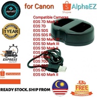 Canon LP-E6 Dual Battery Charger with USB Cable Canon 5D Mark II 5D Mark III 5D Mark IV  EOS 7D EOS 