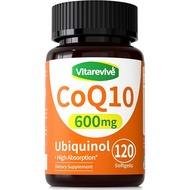 CoQ10 600mg Softgels Ubiquinol CoQ10 Supplement with PQQ & Vitamin E, High Absorption Vegan CoQ10 Nu