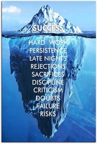 Inspirational Success Canvas Wall Art Blue Iceberg Motivation Quotes Print Poster Picture Artworks F