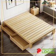 JYmy  Tatami Bed Frame Solid Wood Single Bed Frame With Storage Rental Room