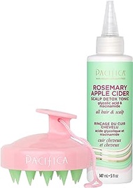 Pacifica Beauty | Rosemary Apple Cider Scalp Detox Tonic + Clarifying Shampoo Scalp Massage Brush | Remove Dirt, Product Buildup and Oil | For Irritated Scalp | Soft Silicone Bristles | Cruelty Free
