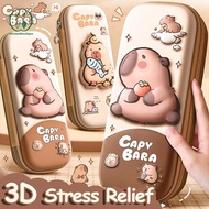 [Chicnest] 3D Relief Stress Cute Capybara Pencil Case Drop Resistant Waterproof Student School Suppl