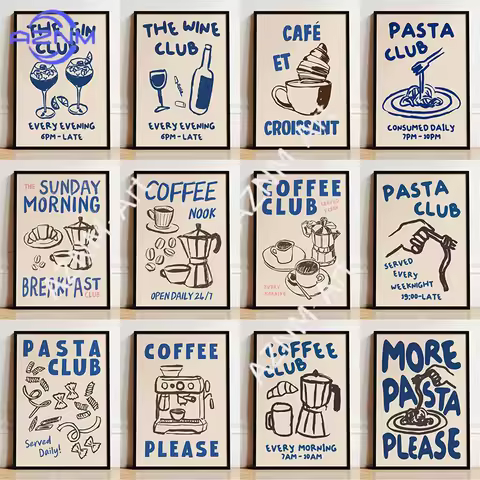 Coffee Nook Kitchen Poster Fun Kitchen Quote Print Wine Pasta Canvas Painting Wall Art Picture for C