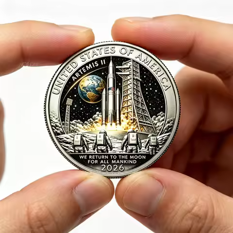 Souvenir Coin Collection Astronaut Lunar Landing Metal Commemorative Coin Artemis 2 Commemorative Co