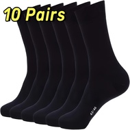 TEMU 10 Pairs Loose Business Socks - , Elastic Ribbed Cuff, Solid Black, Us Sizes 9-11 (eu 43-46) Fo