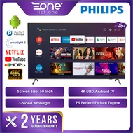 Philips 50 Inch 4K UHD Android TV 50PUT8516 | 3-Sided Ambilight | Netflix Smart TV | Dolby Vision Atmos