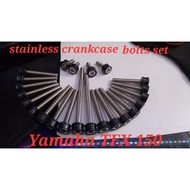 Yamaha TFX 150 stainless crankcase bolts set black washer