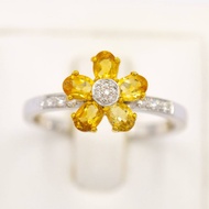 Happy Jewelry แหวนพลอยดอกไม้ ทองแท้ 9k 37.5% เพชรเกสร PL146