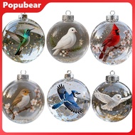 Nature Bird Faux Crystal Glass Ornament Handmade 3D Bird Clear Plastic Christmas Ball Ornament Holid