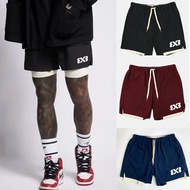 3x3 American Style Lining Fake Two-Piece Three-Point Knee-Length Basketball Shorts Shooting Training