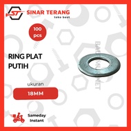 (100pcs) 18mm Iron PlateRing - 18mm White Plate Washer