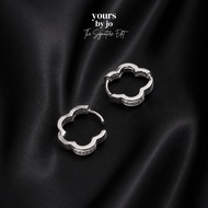 Yours by Jo Designer Piece Sterling Silver Clover Grace Hoop Earrings