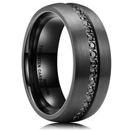 GEM Mens 8mm Black/Silver/Gunmetal/Rose Gold Polished Finish Tungsten Carbide Ring Cubic Zircon Ston