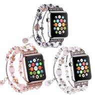 สายรัดนาฬิกาผู้หญิงสายคาด Apple Watch Iwatch4567ทำจากคริสตัลสีชมพูแบบทอมือ