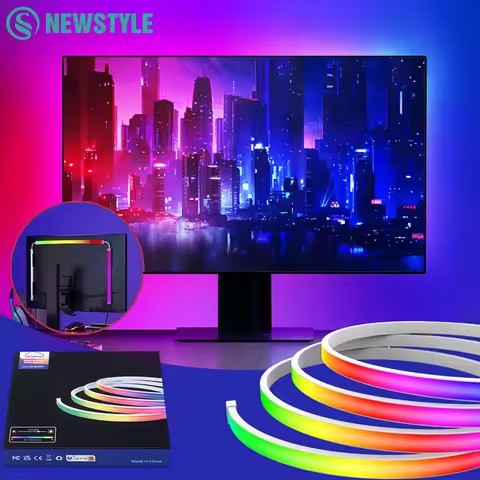 Gaming Monitor Sync LED Strip Light Computer Backlight RGBIC Smart Neon Strip Light APP Control Musi