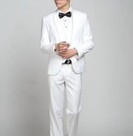 GOCO● 結婚新郎白色西裝 伴郎西裝 婚紗拍照白西裝 表演活動主持人男西裝 白色一扣西裝【MH#G2】