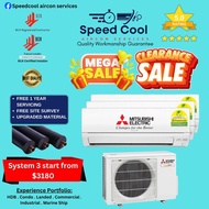 MITSUBISHI STARMEX AIRCON SYSTEM 3 R32 (INCLUDE INSTALLATION AND FREE SITE SURVEY)