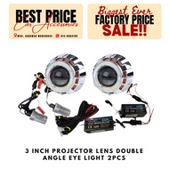 3 Inch Bi-Xenon Projector Lens Double Angle Eye Light 2 PCS