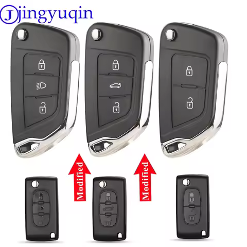 jingyuqin Modified Car Key Case Shell For Peugeot 307 407 308 607 For Citroen C2 C3 C4 C5 C6 C8 XSAR