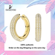 ♈Swarovski♈ gold plated 5618305 White diamond hoop earrings pave diamonds Dextera Jewelry Package (แ