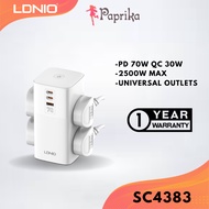 LDNIO SC4383 70W PD Multifunctional Universal Desktop Power Adapter Chargers Power Strip Tower Exten
