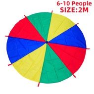 cod 2M/4M Diameter Kids Outdoor Teamwork Game Prop Rainbow Parachute Toys Jump Bag Bounce Play Mat S