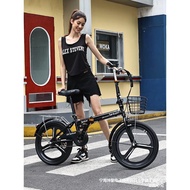 AT/★New Foldable Bicycle Women's Installation-Free Mini Ultra-Light Portable Bicycle20Inch16Small Variable Speed Adult Q
