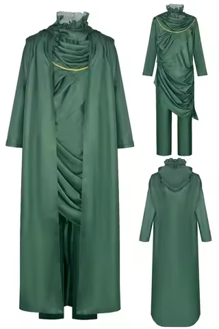 Loki Cosplay Role Play Green Robe Suits TV 2 Super Villain Costume Men Role Play Fantasy Fancy Dress