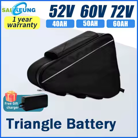 Triangle Battery 36v 48v 52v 60v 72v 20ah 24ah 30ah 40ah 50ah 60ah Huge Capacity 3000W Ebike 18650 L