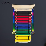 GUOOL Karate Belt Display Rack, Martial Arts Wooden Belt Holder, Holds 10 Martial Arts, Belts, Marti
