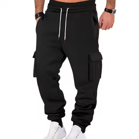 2025 Men Cargo Pants Reinforced Stitching Cargo Trousers Adjustable Waist Circumference Pants Drawst