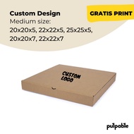 Custom medium size cardboard box - top lock model (top lid) - size 20x20x5, 22x22x5, 25x25x5, 20x20x