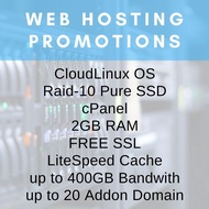 Web Hosting cPanel 10GB-30GB SSD 2GB RAM Cloudlinux OS Litespeed Free SSL