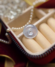 招財•貴人•圓滿|木那雪花棉淡藍紫放光平安扣|緬甸A貨翡翠