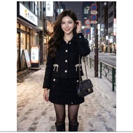 AN627-2XL Black Shirt Set With Collar Long Sleeves Skirt The Alner Label Size 2XL