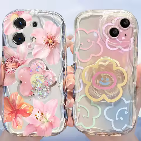 Pink Lily Flower Bracket Case for Huawei Honor 400 200 Pro 90 Lite X6B X8B X7B X9B X5B X6C X8C X6A X