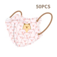 Hourser 50Pcs KN95 kids mask with nose bridge strip 4ply high-quality cartoon cute capybara 3d child